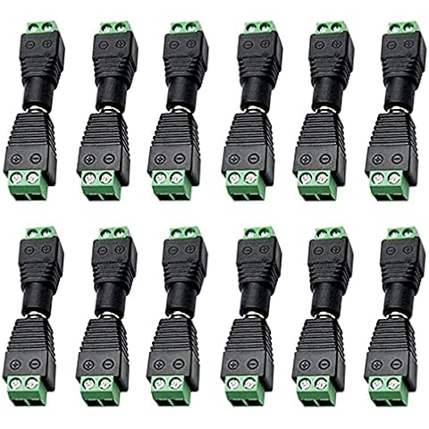 Cleqee (12 X Male + 12 X Female) DC Power Connector 5.5mm x 2.1mm Screw Terminal Connector 12V DC Jack Adaptors Plug for CCTV Security Camera LED Strip (12-Pairs) Cover