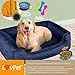 Lovpet® Hundebett Hundekissen Hundekorb Chiller, Inkl. Napf + 3X Kauknochen, Hundesofa Kissen für Kleine, Mittelgroße & Große Hunde, Bezug abnehmbar und waschbar, XL 110 x 75 x 27 cm Navyblau