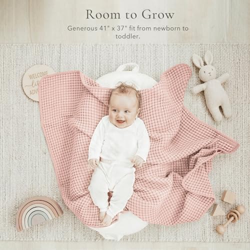 Image of Konssy Waffle Baby Blanket for Boys & Girls, Soft Newborn Swaddle Blanket