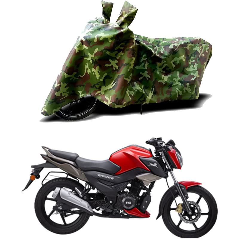 Image of 100% Water Resistant Full Bike Scooty Two Wheeler Body Cover Compatible for TVS Raider Drum /UV-Rays /Heat Protection /Birds Dropping /Scratchproof /Dust Proof /Waterproof /All Varients[Green MJ]