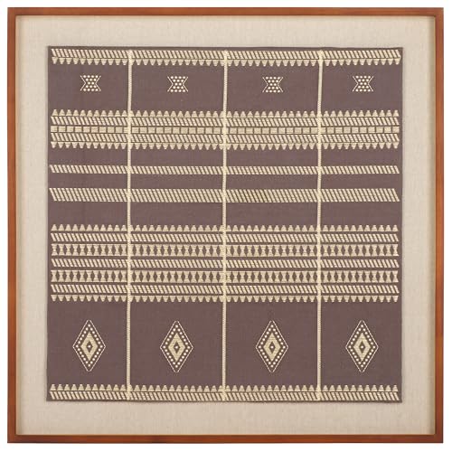 SAFAVIEH Home Collection Zarra Framed Textile Wall Art &ndash; 30-Inch Square, Brown Boho...