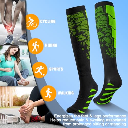 Image of bropite Compression Socks for Women &Men Circulation-Support Knee High Socks 20-30 mmhg-Best for Running,Medical,Nurse,Travel, 01c-22 -Assorted 19, Large-X-Large