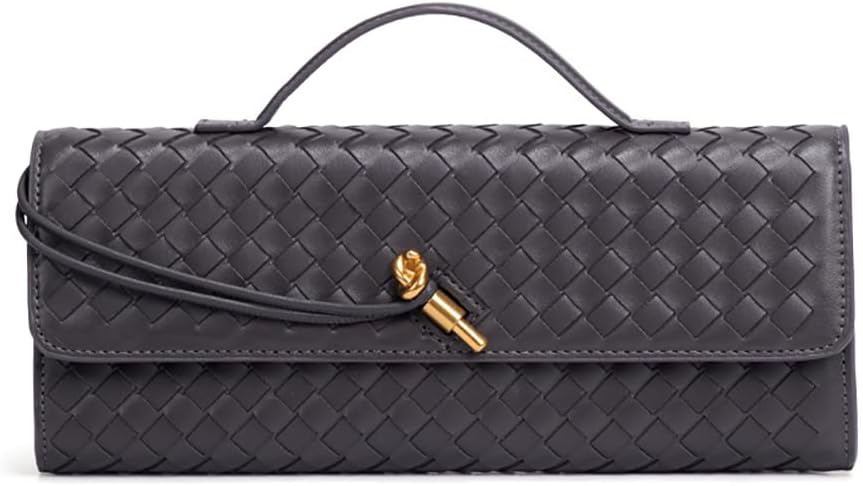 Covelin Women's Handmade Woven Evening Bag Leather Shoulder Clutch Handbag Fashion Crossbody Purse