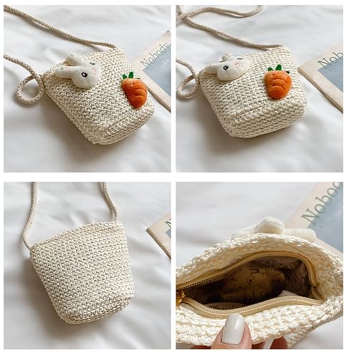 Women Girls Mini Crochet Crossbody Purse, Cute Straw Beach Shoulder Bag Small Wallet Pouch Hangbag4