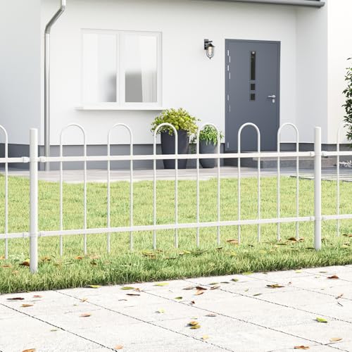 Rantry Gartenzaun mit Bogenoberteil Wei? 3,4x0,6 m Stahl Zaun Baustoffe Model3334043