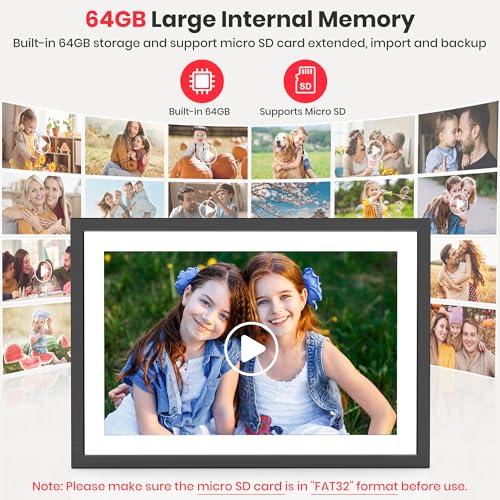 Image of 2K 64GB Frameo 10.1 inch Digital Picture Frame WiFi Electronic Photo Frame FHD 1920 x 1200 IPS Touch Screen Share Moments Remotely Anywhere Photo Gifts for Mother Dad Grandparents Christmas