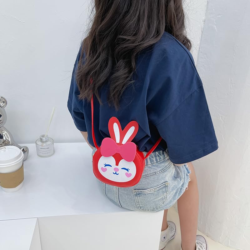 Image of SYGA Children Rabbit & Bow Sling Messenger Bag Coin Bag Cartoon Backpack PU Leather Kitten Handbag for Toddlers Kids