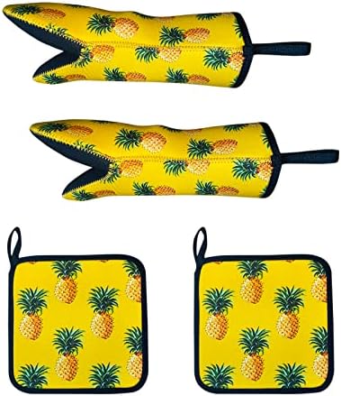 Pineapple Oven Mitts and Pot Holders Sets,Pineapple Gifts,Pineapple Decor,Pineapple Kitchen Decor,Pineapple Kitchen Set