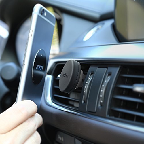 AUKEY Car Phone Mount Air Vent Magnetic Cell Phone Holder Compatible with iPhone X/8/8 Plus/7/7 Plus/6s Plus, Samsung Galaxy, LG, Nexus and More, Grey - Thumbnail 2