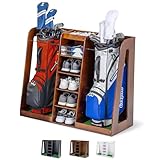 GoSports Premium Wooden Golf Bag Organizer and Storage Rack - Choose Your Style