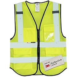 Elementos De Proteccion Individual Epi Salzmann 3M Chaleco de Seguridad de tejido de malla permeable al aire - Chaleco reflectante de alta visibilidad con cremallera - Hecho con cinta reflectante 3M