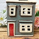 Retro Grey Ceramic Village Country House Home Ornament Tea Light Candle Holder 21cm - Image 5