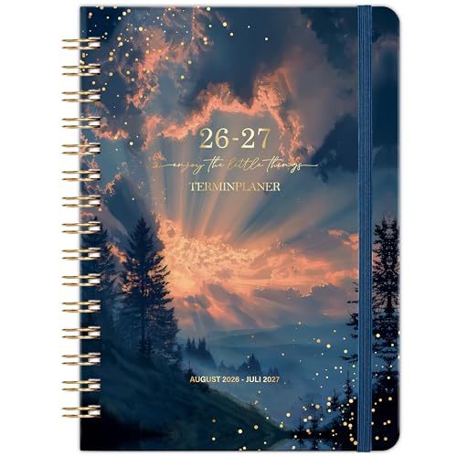 Terminplaner 2026 2027 - Kalender 2026 2027 von August 2026 bis Juli 2027 Wochenplaner A5 mit Innentasche Terminkalender a5 Buchkalender 21.3 x 14.7cm - Sonnenuntergang