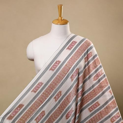 Image of Premium Sambalpuri Ikat Weave Pure Handloom Cotton Shirt Fabric - Authentic Odisha Traditional Tie-Dye Craft, Soft & Breathable Natural Cotton Material for Custom Tailoring, Casual & Formal Wear