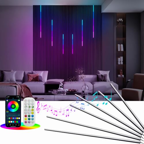 HAMRVL RGB+IC Smart Recessed Lighting Wall Panel Lights 6PCS Slat Wall Lights with APP & Remote Control Color Chasing Music Sync RGB Wall Lights for Wood Slat Acoustic Panels (2*24+2*32+2*40 in)