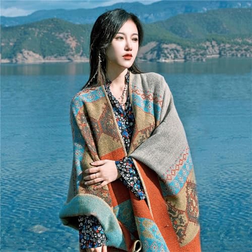 Capa poncho chal para otoño e invierno accesorio de abrigo grueso para mujer 5