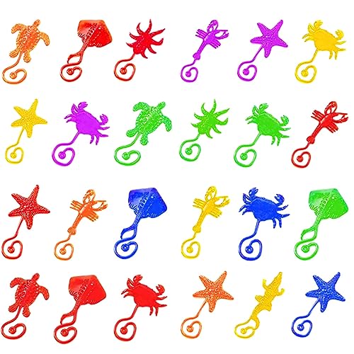 24 Piezas Juguete Pegajoso, Animal Pegajoso, Escalador Pegajoso, Manos Loca, Manos Pegajosa, Juguete De Mano Pegajoso para Halloween Cumpleaños Infantiles Artículos Fiesta (Animales Marinos)