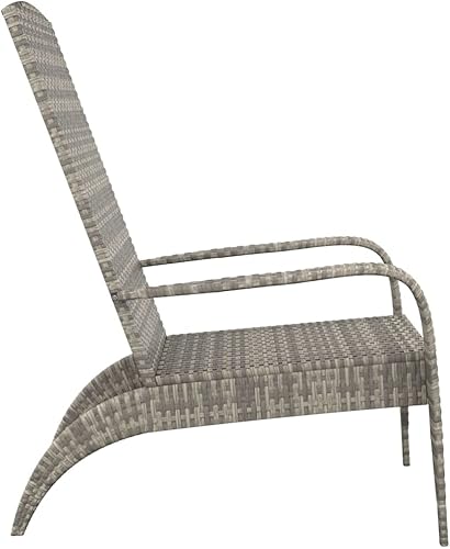 Miniatura 5 de Grey Adirondack Folding Chair 29.9x23.2x37, Steel Frame, Poly Rattan Seat, Patio Garden Deck Balcony