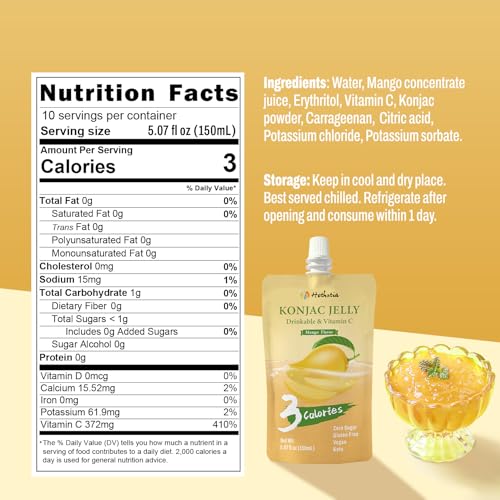 Hethstia Konjac Jelly Pouch Drinkable Mango Flavor, 10 Pack, Vegan - image 2