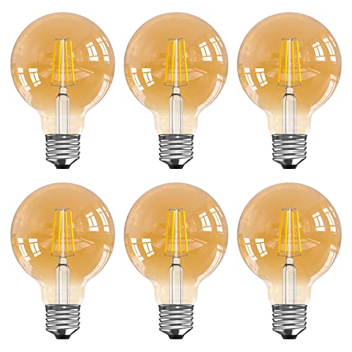 La Mejor Recopilación de Foco vintage - los preferidos. 46 HORKEY Foco LED Moderna Bombilla Edison 4 Pza/ 6 Pza G25(G80) 4w=40w E26 Café Vidrio Luz Blanca Calida (Paquete de 6)