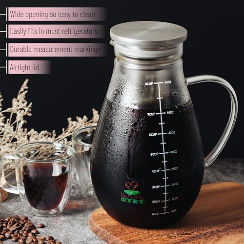 Image of BTaT- Cold Brew Coffee Maker, Iced Coffee Maker, 2 Liter (2 Quart, 64 oz), Iced Tea Maker, Cold Brew Maker, Tea Pitcher, Coffee Accessories, Iced Tea Pitcher, Cold Brew System, Cold Brew Pitcher