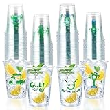Greencian 100 Pcs Golf Ball Cups 16 oz Green Golf Plastic Cups Let's Par-tee Clear Disposable Tumblers for Sports Birthday Baby Shower Party Supplies