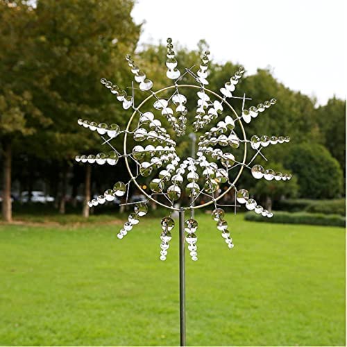 Wind Spinner Unique and Magical Metal Windmill,3D Wind Power Metal Wind Rotating Windmill Outdoor Wind Spinners for Yard and Garden Outdoor Decoration Wind Sculpture (1 Pcs)