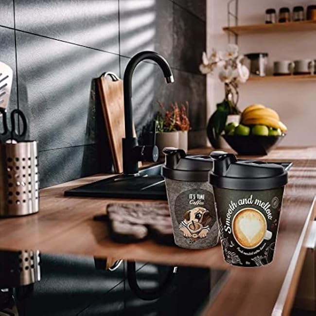 Travel Coffee Cup Leak Free Reusable Plastic Travel Coffee Mug Spill Proof - 13 Oz- 2 Pack