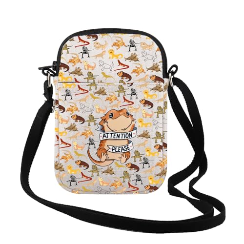 TSOTMO Bearded Dragon Lover Gift Attention Hog Bearded Dragon Crossbody Bag Cartoon Animal Pet Reptile Lover Gift