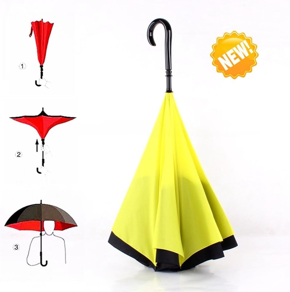Umbrella, Travel Umbrella Strong Waterproof/Uv protection, Sunny or rainy amphibious, J shape handle Double Layer Inverted Umbrella
