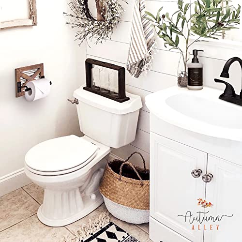 Autumn Alley Rustic Farmhouse Toilet Paper Holder - Bathroom Country Decor Accessories With Warm Brown Wood, Galvanized Metal & Black Adds Charm #TOP6