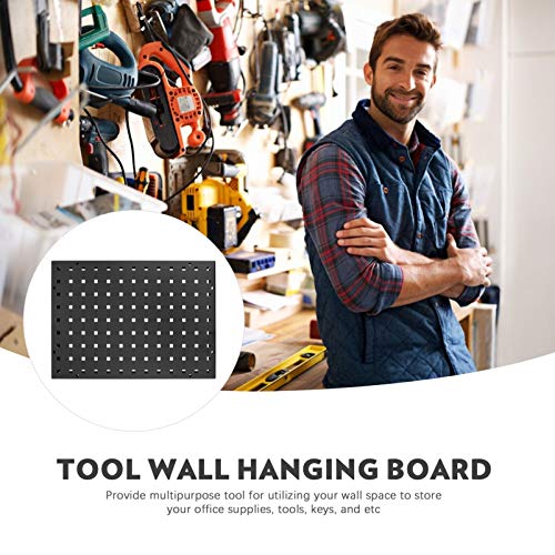 TEHAUX Pegboard para controle de parede, preto, horizontal, metal, organizador de parede, azulejos,