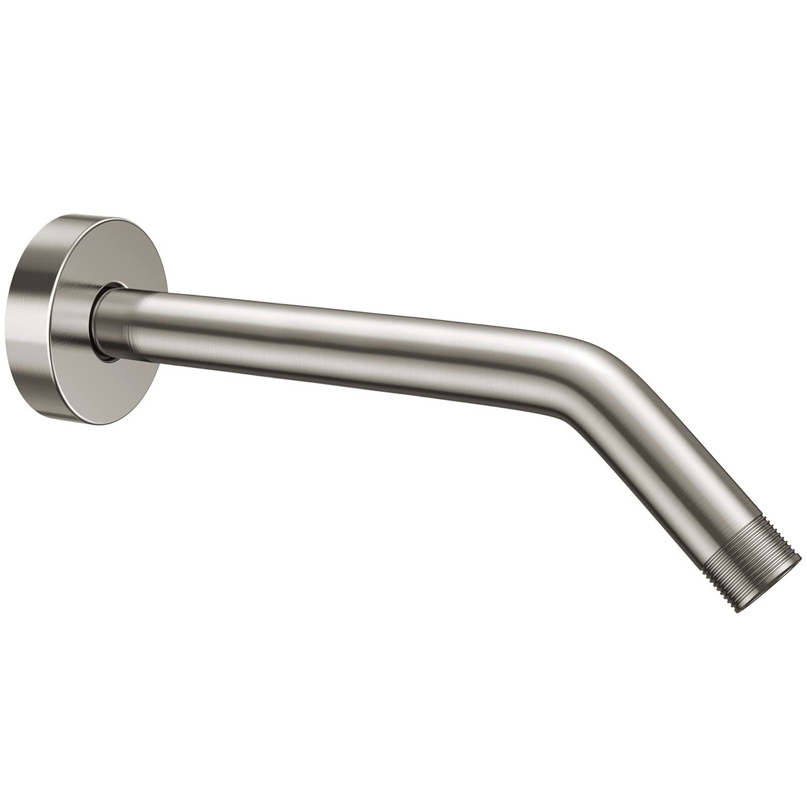 YASFEL Modern Wall Mounted Shower Arm with Flange and Teflon Tape for Shower Head and Handheld Shower Head 10" (SUS 304, Brushed Nickel, NPT)