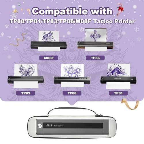 Image of Tattoo Case, Compatible with Phomemo TP88 /M08F /TP81 /TP83 A4 Portable Printer&Tattoo Machines, for Travel Printer Storage Papers & USB Cable, Shockproof (Case Only), White