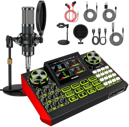 tenlamp Podcast equipment bundle with live sound card audio mixer...