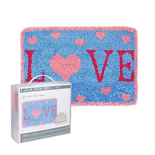 DSVENROLY Kit de tapis à crochet 3D pour adultes et enfants, broderie avec toile imprimée, tapis fait à la main pour débutants, décoration de Noël (Bleu) Cover