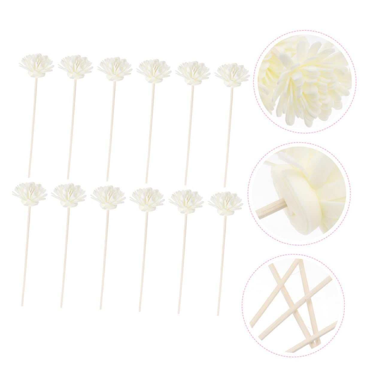Cabilock 10 Bâtonnets Diffuseurs de Parfum à Fleurs Artificielles en Bois et PE, Accessoire Aromathérapie pour Diffusion D’huiles Essentielles, Décoration Maison et DIY