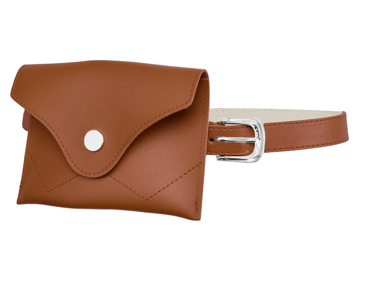 TeeYee Women Girls Removable Belt with Mini Purse Fanny pack (tan, one size)