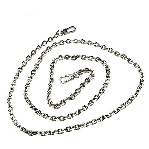 HAHIYO Mini Pochette Purse Chain Strap Thin Wide 6mm for LV Length 43.3 inches Thick 2mm Shiny Silver for Shoulder Cross Body Sling Handbag Wallet Clutch Comfortable Flat Metal Strap 1 Pack