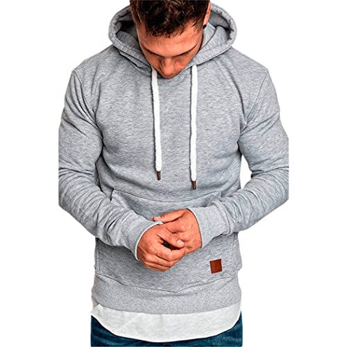 Sweat à capuche pour homme manches longues vêtement automne gris