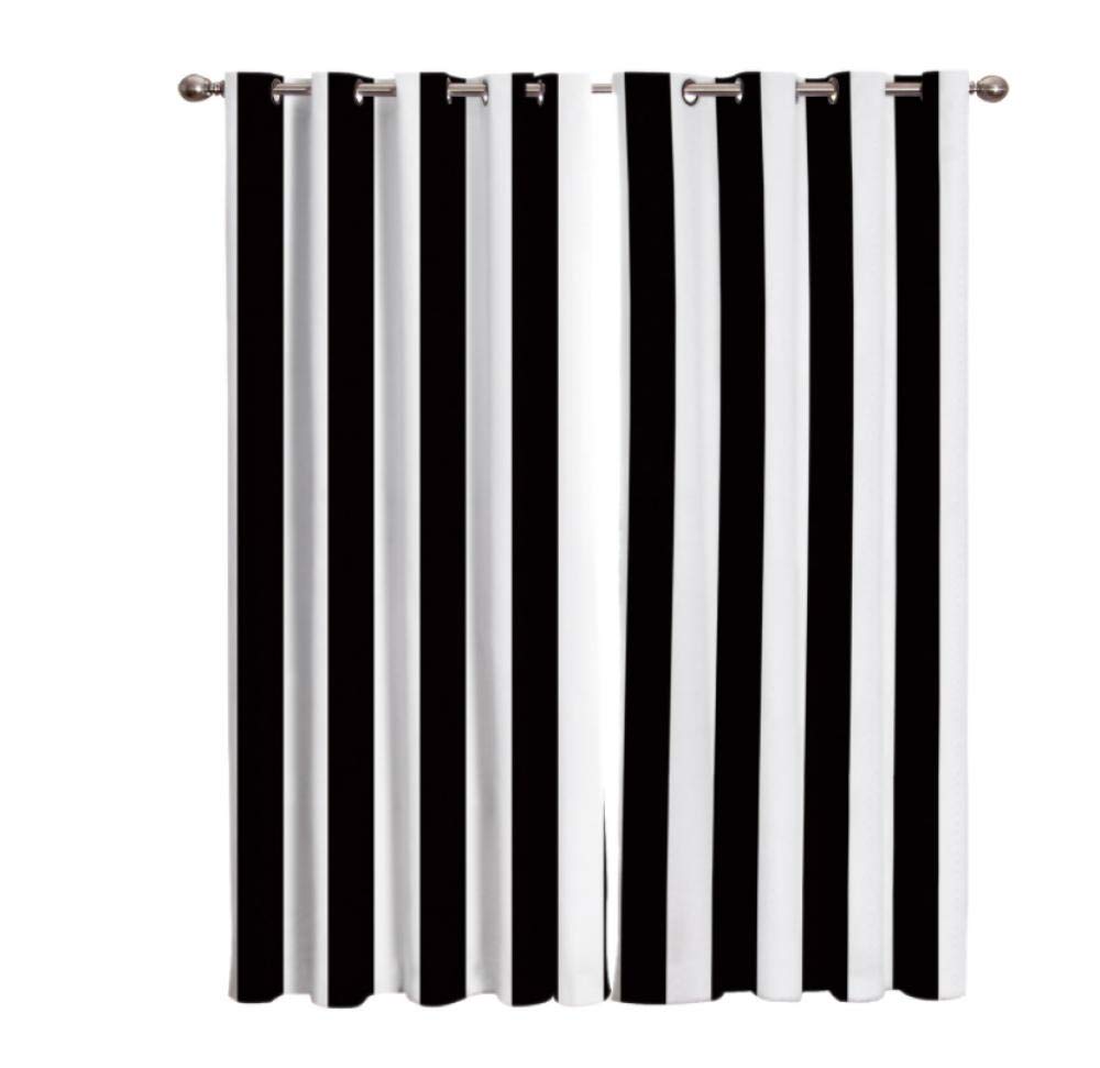 Cortinas Opacas Dormitorio Moderno Salón Arte De Rayas En Blanco Y Negro 2 Piezas Térmicas Aislantes Cortina Opaca - Cortinas Aislantes Térmicas Decoración 220 * 215Cm