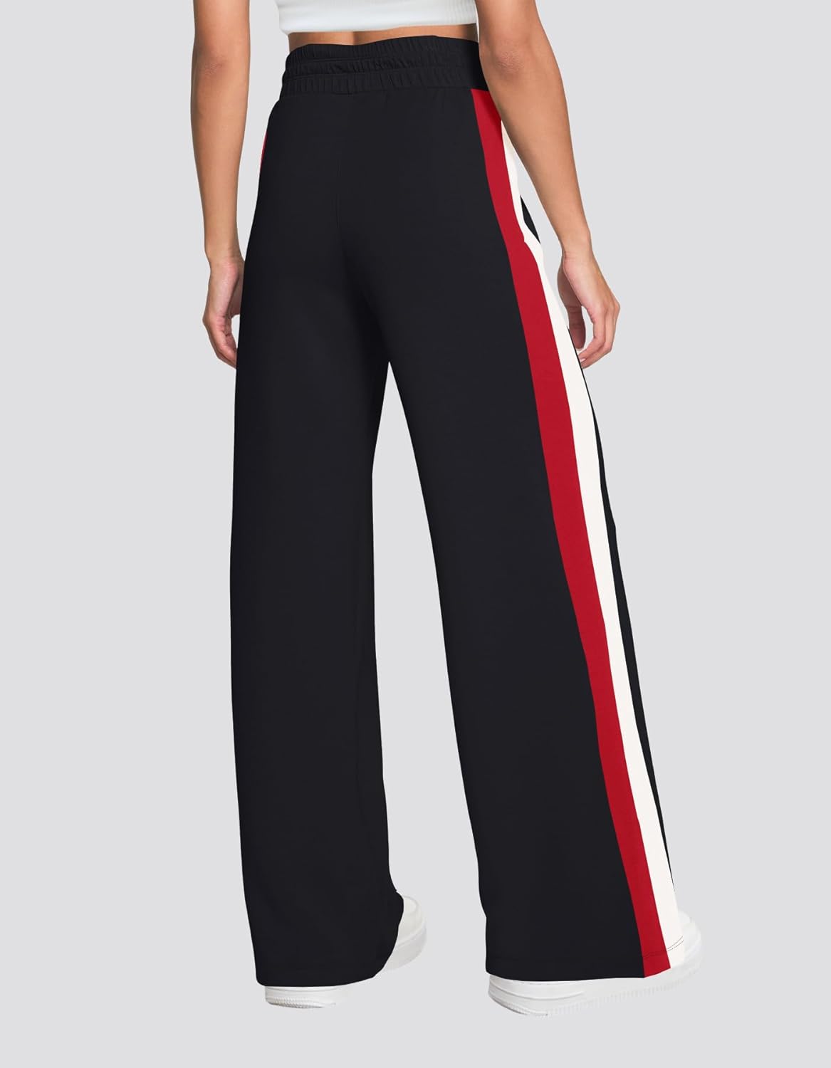 SENSERISE Women Sweatpants Color Block Wide Leg Track Pants High Waisted Side Striped Pants with Pockets - Image 3