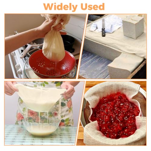 10 Stück Passiertuch Wiederverwendbar, 50x50cm & 60x60cm Käsetuch Cheesecloth, Abseihtuch, Filtertuch Wiederverwendbar, Waschbar, Seihtuch für Sieben von Saft Gemüsesaft Nussmilch Joghurt Tofu