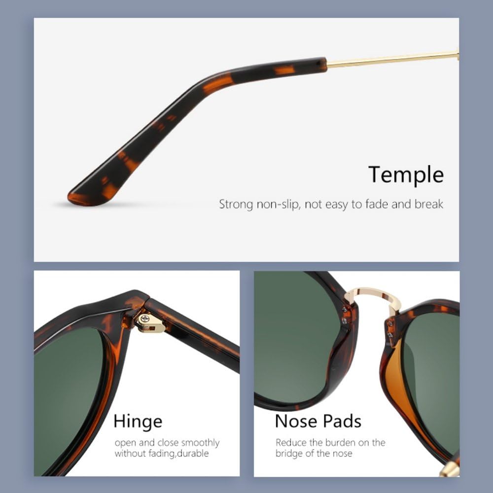 Gafas de sol redondas vintage para mujer, estilo retro, de diseñador, polarizadas, para conducir, con espejo y protección UV400, 1010
