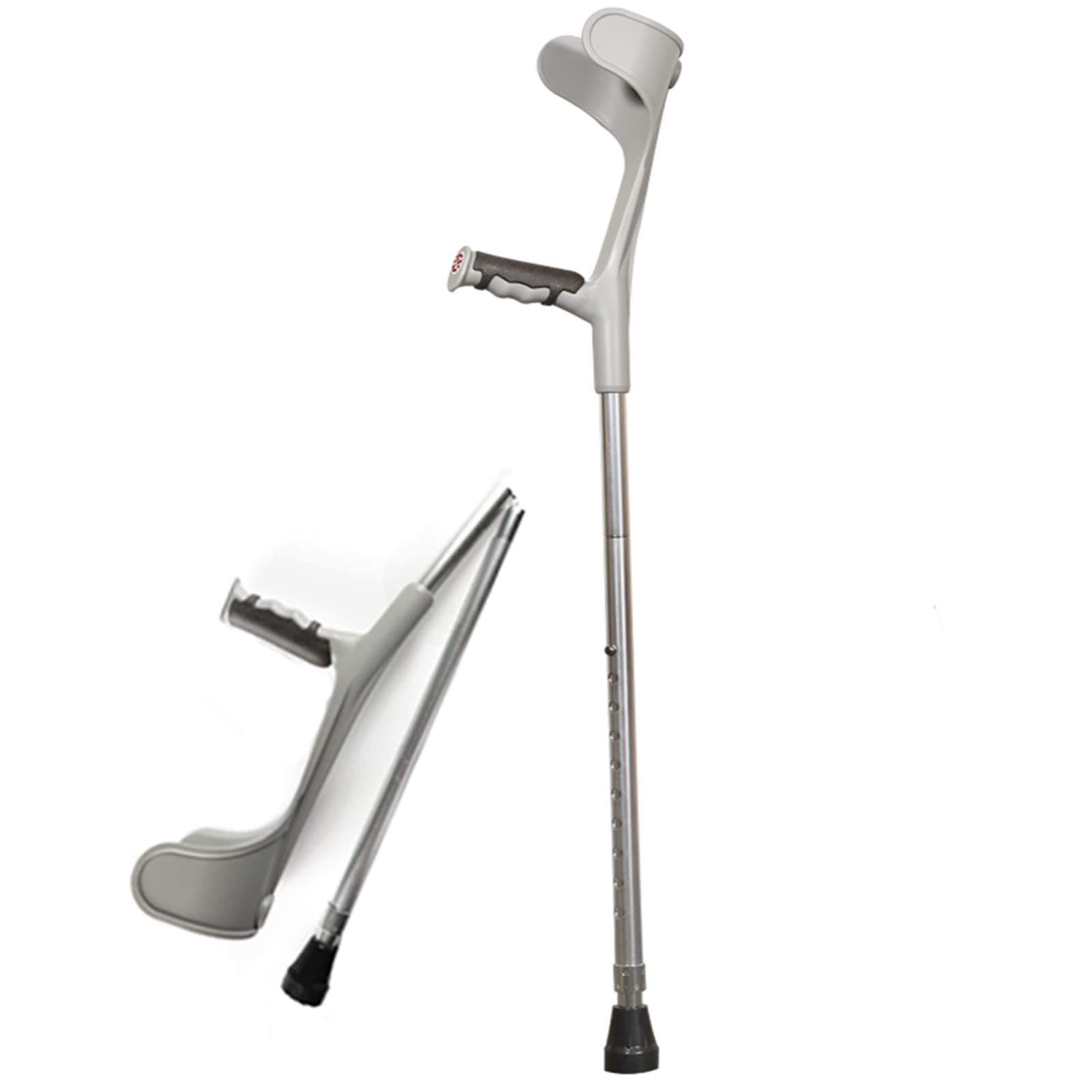Składana kula, składane kule przedramienia dla dorosłych, regulowane kule ze stopu aluminium, medyczne kule do chodzenia dla osób starszych lub rehabilitacji pooperacyjnej (kolor: szary)