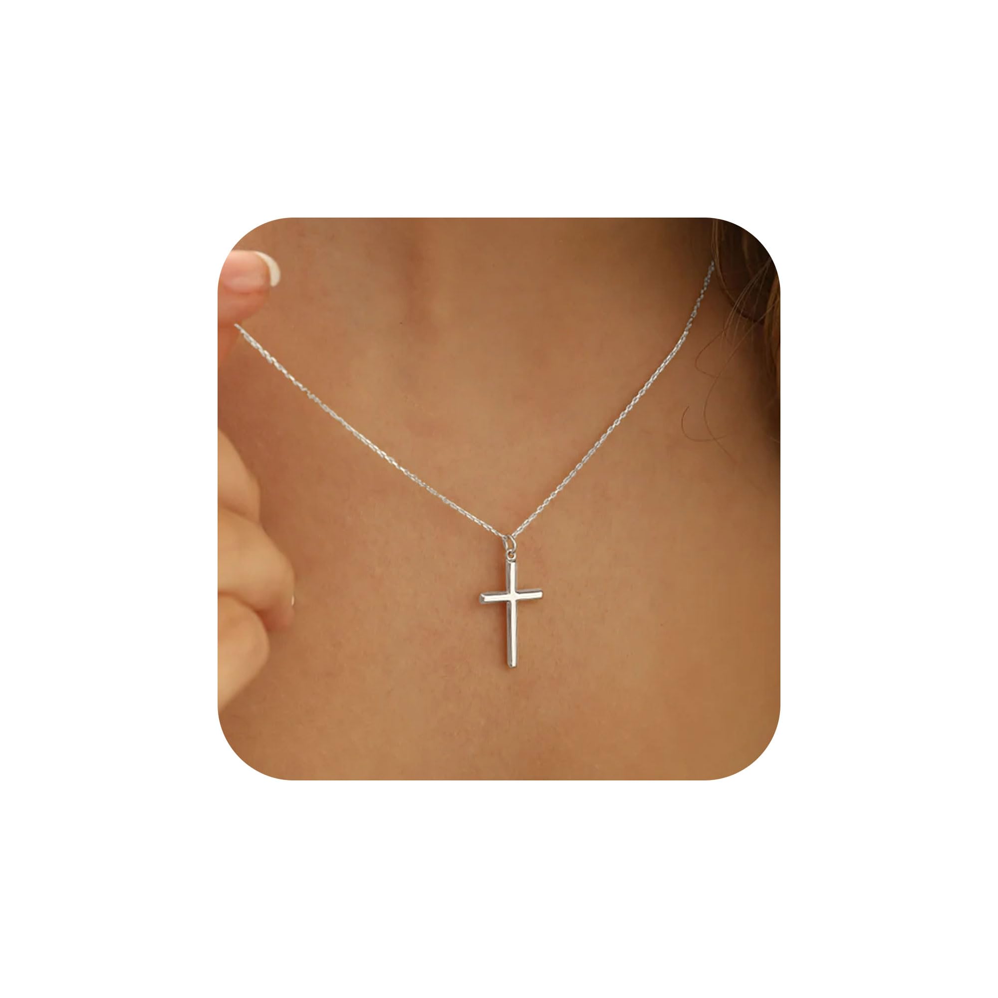 TINGN Kommunion Geschenke für Mädchen Frauen - Kreuz Kette Damen, 14K Gold Vergoldet Kette mit Kreuz Anhänger Elegante Choker Halskette Christentum Schmuck Damen Konfirmation Geschenke für Mädchen