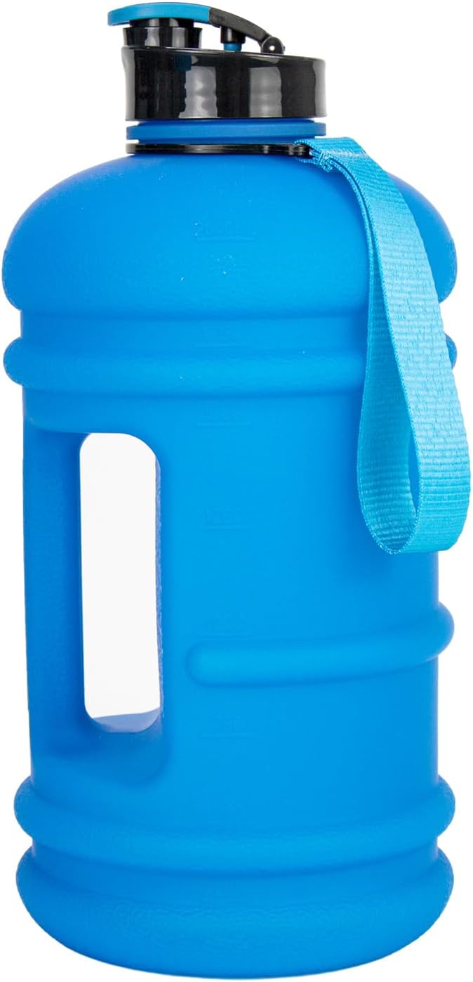 TOOFEEL2 Liter Water Bottles - Half Gallon Water Bottle BPA Free - Ideal for Gym, Half Gallon Water Jug, Reusable Large Water Bottle with Measurements Marked - 74 oz Matte Blue Water Bottle