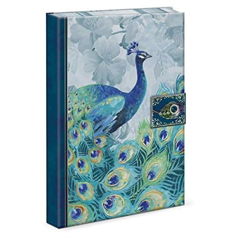 ‎Punch Studio Journal with Brooch Embellishment and Magnetic Tab Closure, Emerald Peacock Design (46620) Cover