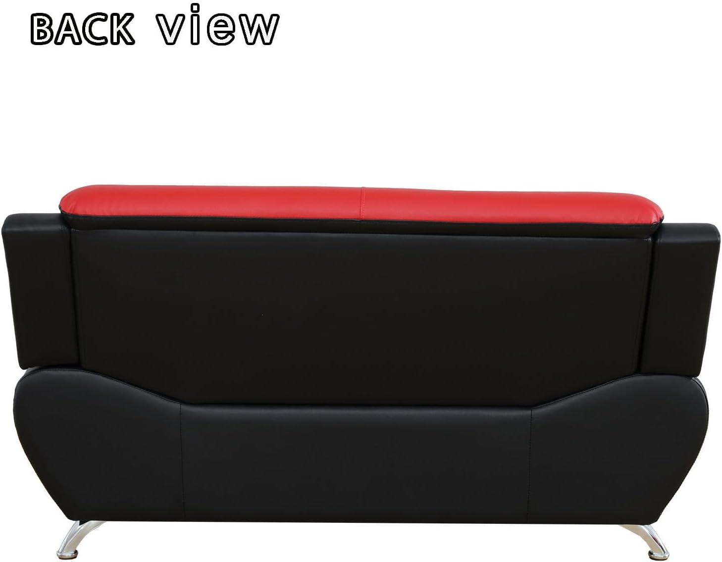 Living Room Leather Sofa Set, 3 Piece Living Room Furniture Set, Including 3-Seater Sofa, 2-Seater Sofa and Armchair (Loveseat,Black-Red)