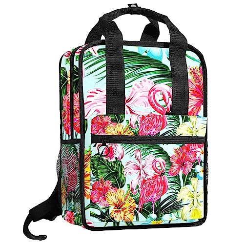 Sac à dos garçons pour l'école motif flamant rose bleu